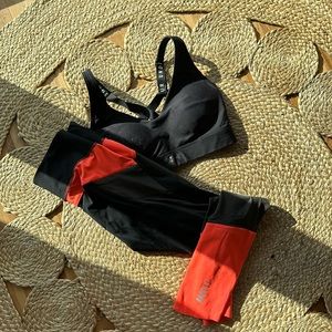 Underarmour adjustable supportive bra and 3/4 leggings. Matching set